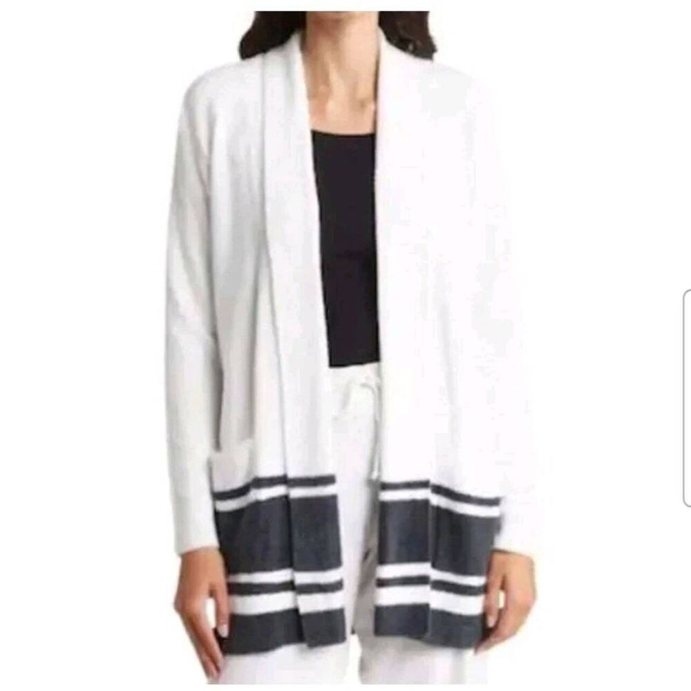 Barefoot Dreams CozyChic Lite Saddle Sleeve Striped Cardigan Size Small